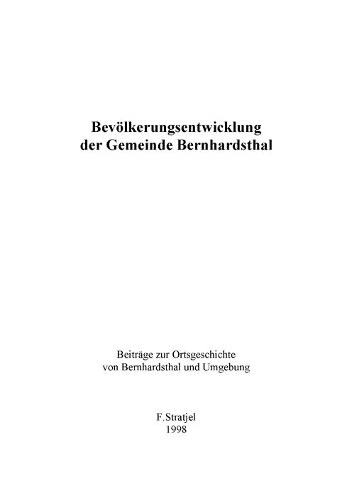 Bevölkerungsentwicklung Bernhardsthal