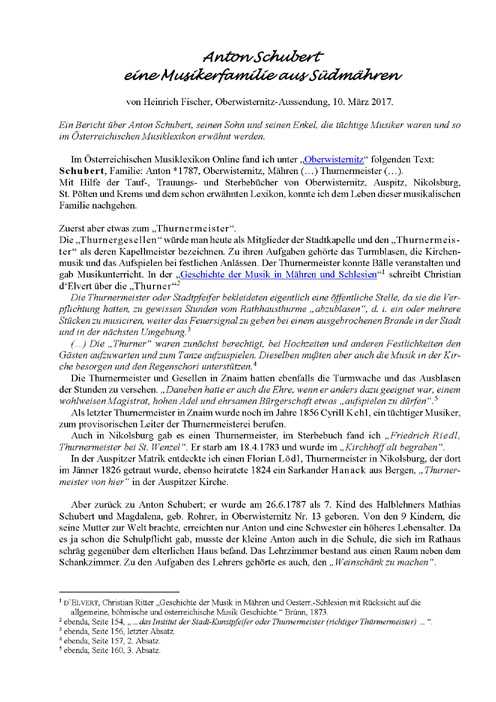 Schubert - Eine Musikerfamilie aus Südmähren