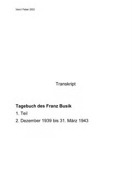 Buzik Tagebuch 1